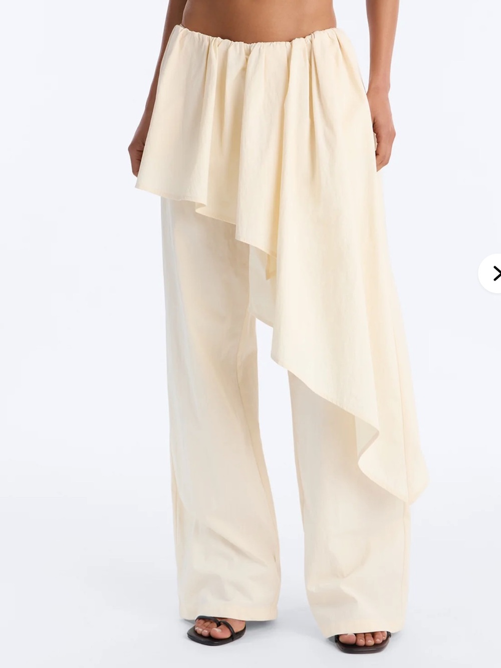 Fashion Nova Cream Asymmetrical Draped Wide-Leg Pants